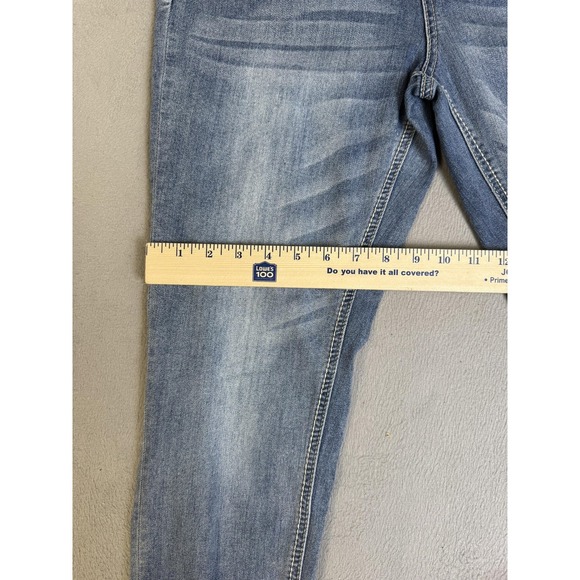 Vanilla Star Jeans Womens 15 Blue Mid Rise Skinny Lace Cuff Stretch Denim Casual - Picture 9 of 16